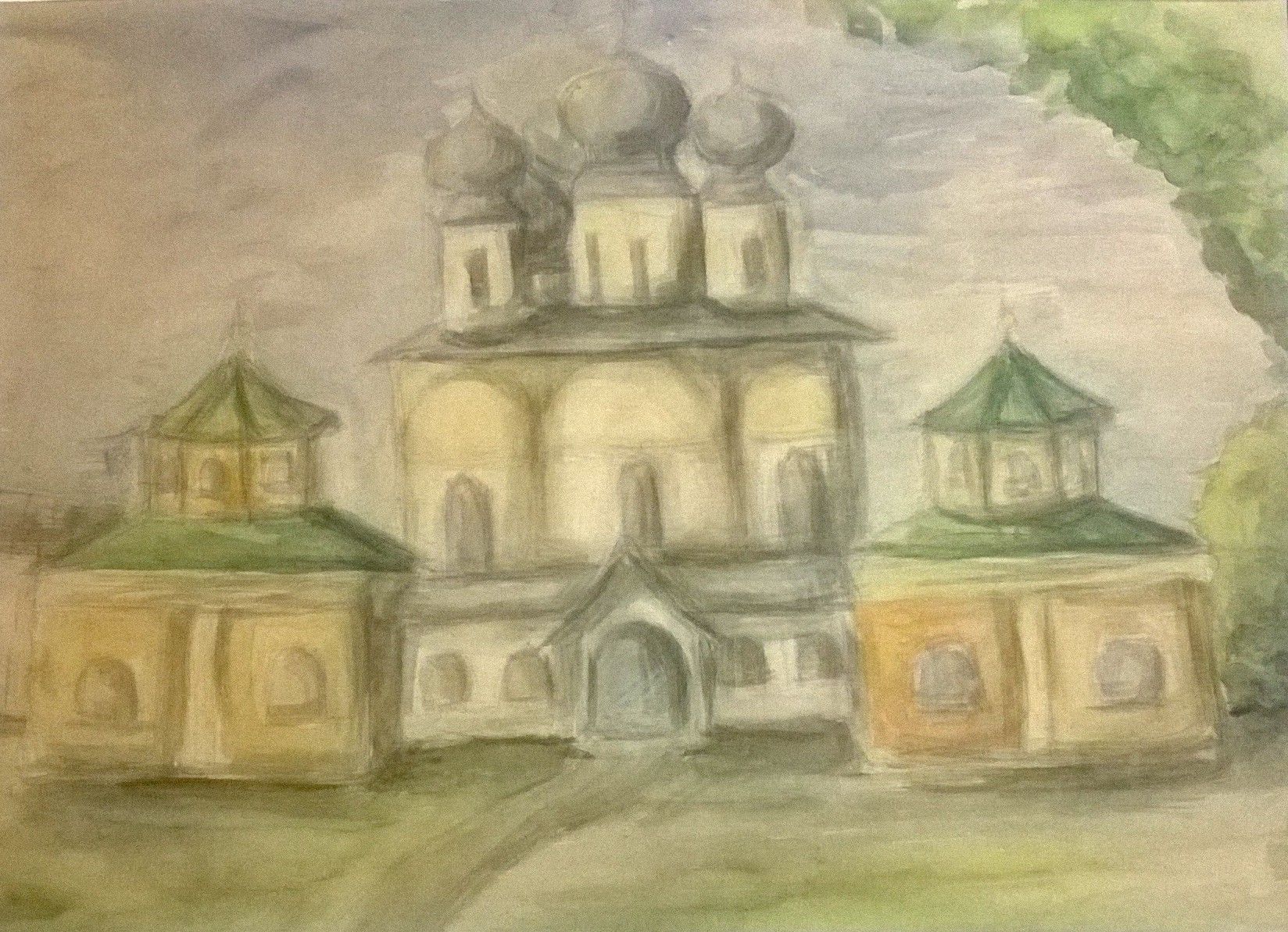 "Пейзаж", Гладких Виктория (14 лет), акварель, преп. Ясенева И. А.