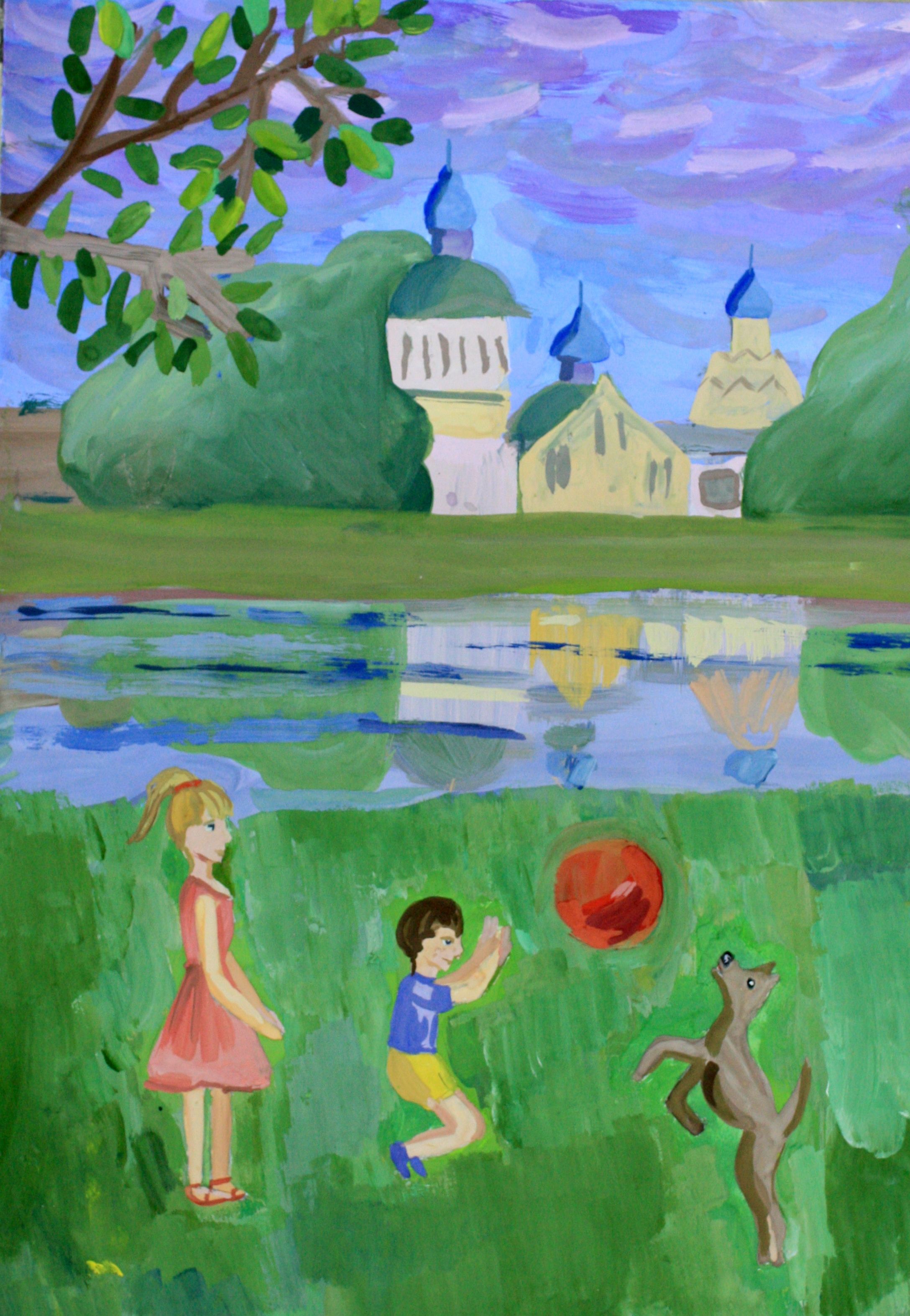 "У стен монастыря", Петрова Арина (10 лет), преп. Глок Н. И.