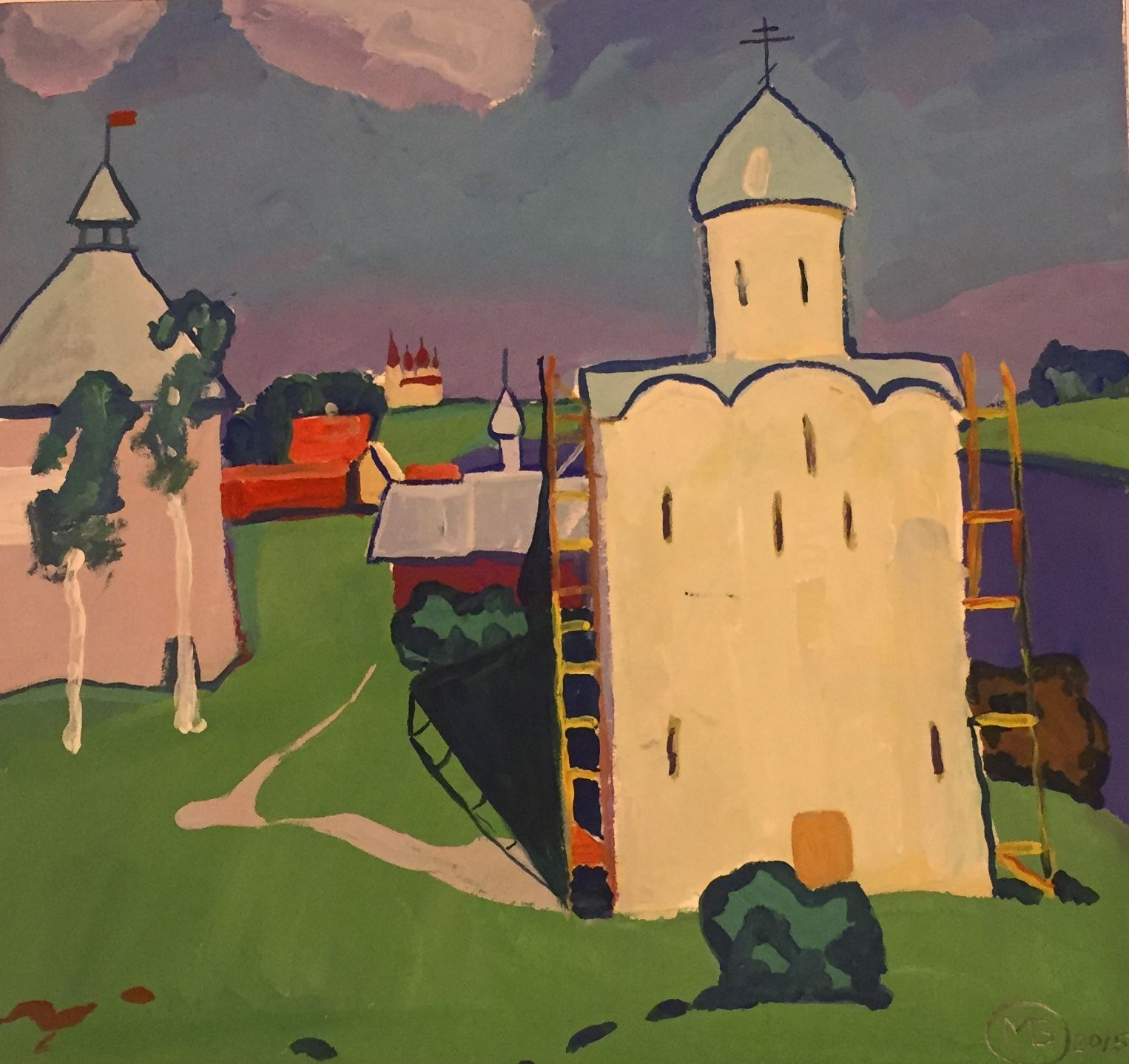 "Староя ладога. Церковь святого георгия, XII в. Реставрация", Белова Мария (13 лет), преп. Л. С. Мельниченко