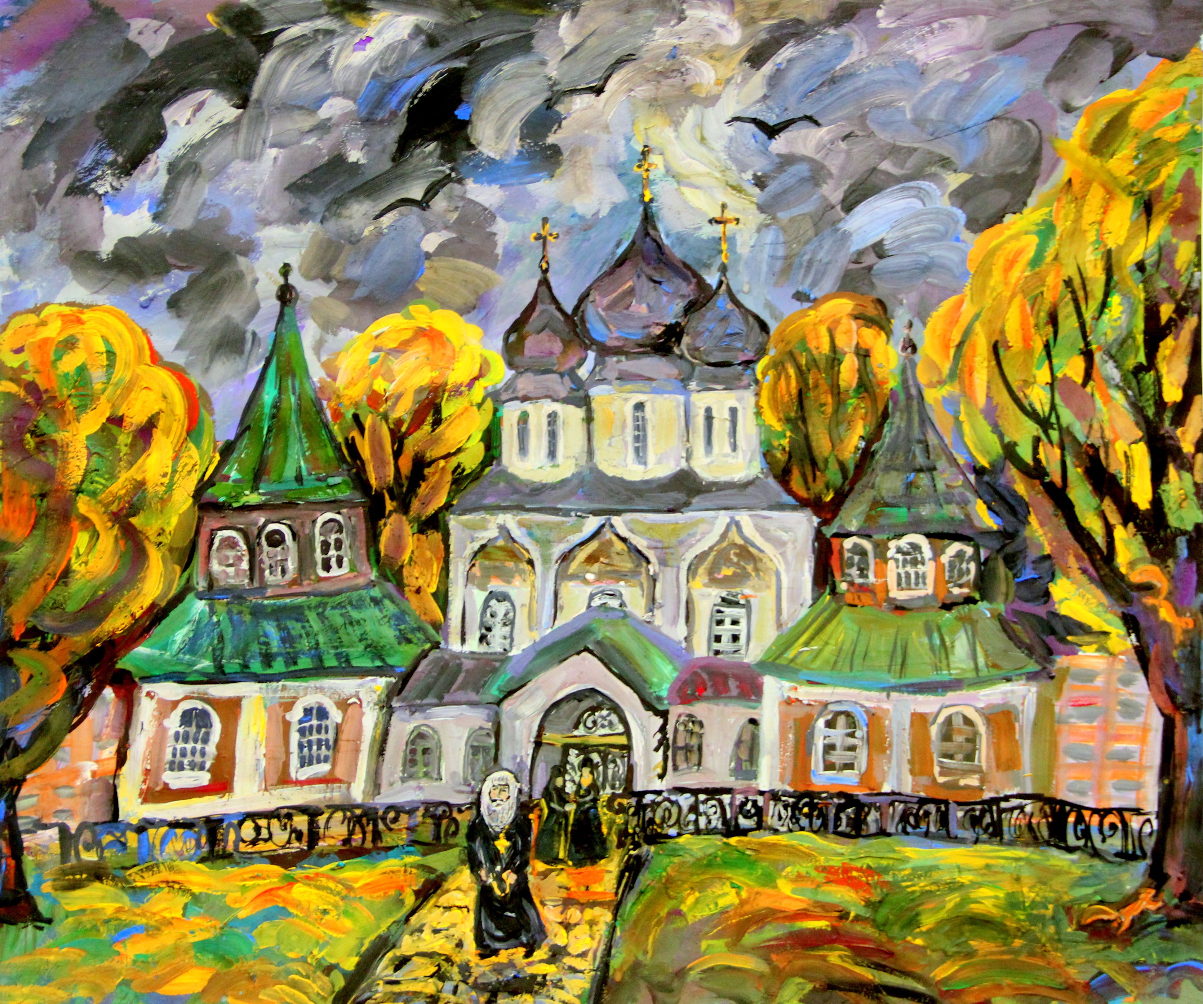 "Тихвинский монастырь", Курилин Максим (9 лет), живопись, преп. Мельникова Н. А.