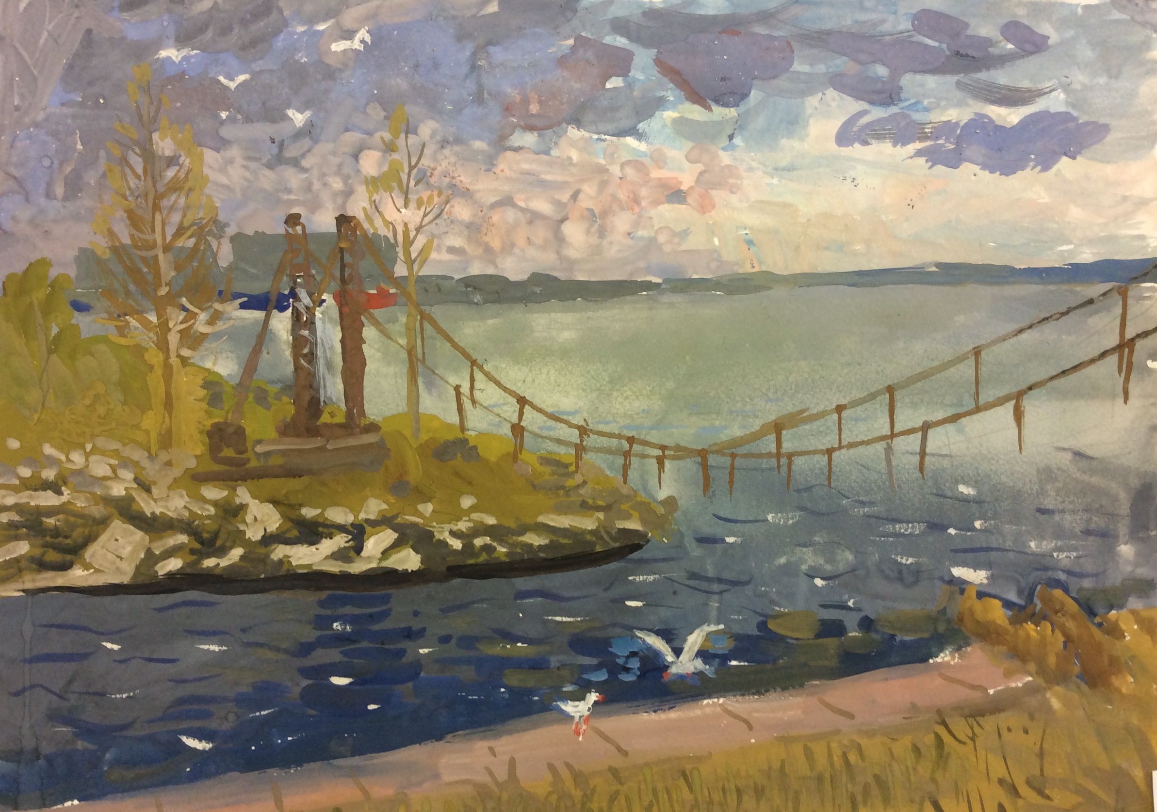 «Чайки», Лисенков Евгений (13 лет), гуашь, преп. В. А. Саржин