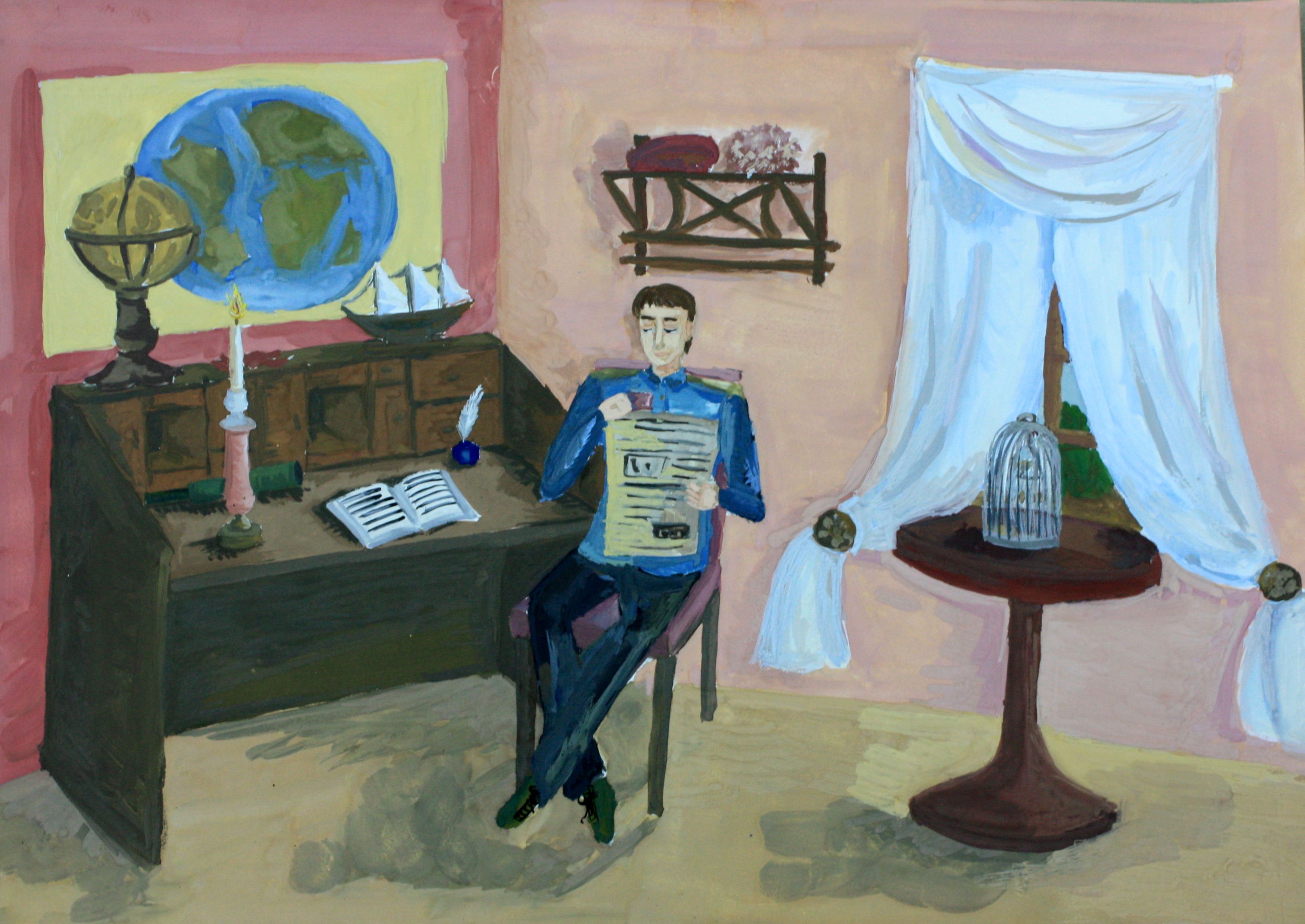 "Родной дом в Тихвине", Каракулова Оля (13 лет), гуашь, преп. Рец А. Ф.