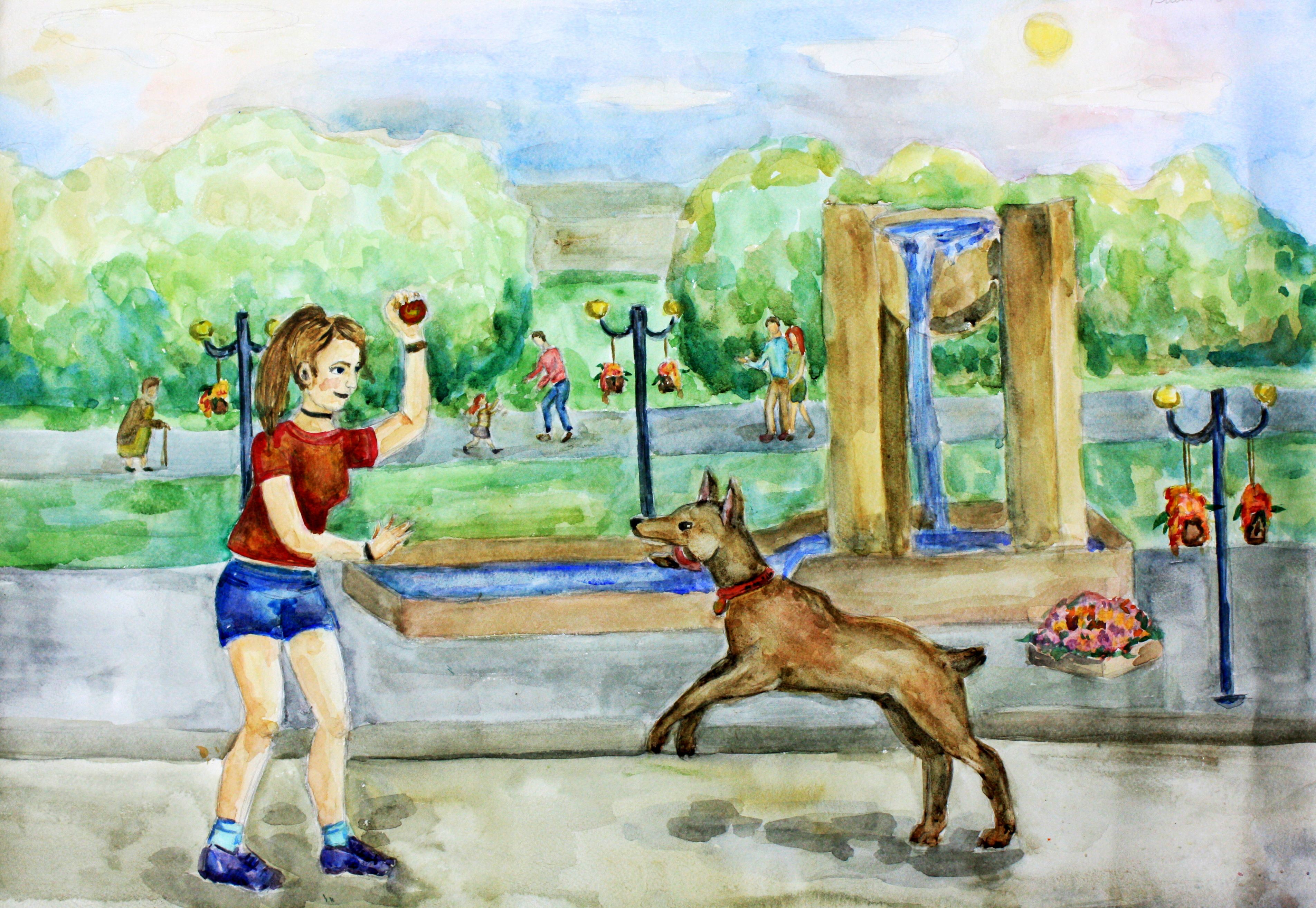 "Беззаботное лето", Балинова Ксения (13 лет), акварель, преп. Рец А. Ф.