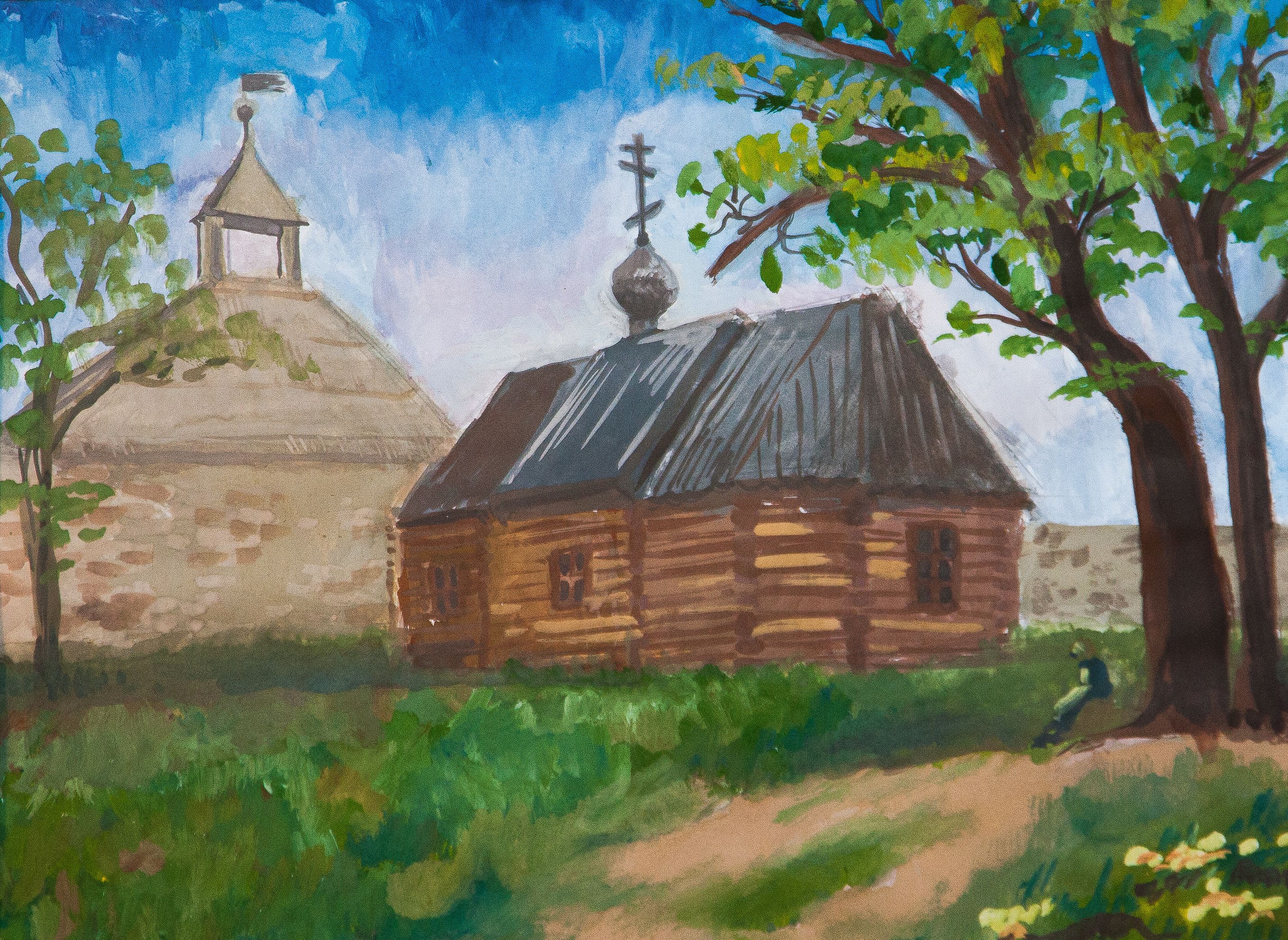 "Дриевская церковь в старой ладоге", Иванова Ксения (11 лет), преп. М. Г. Тимашева