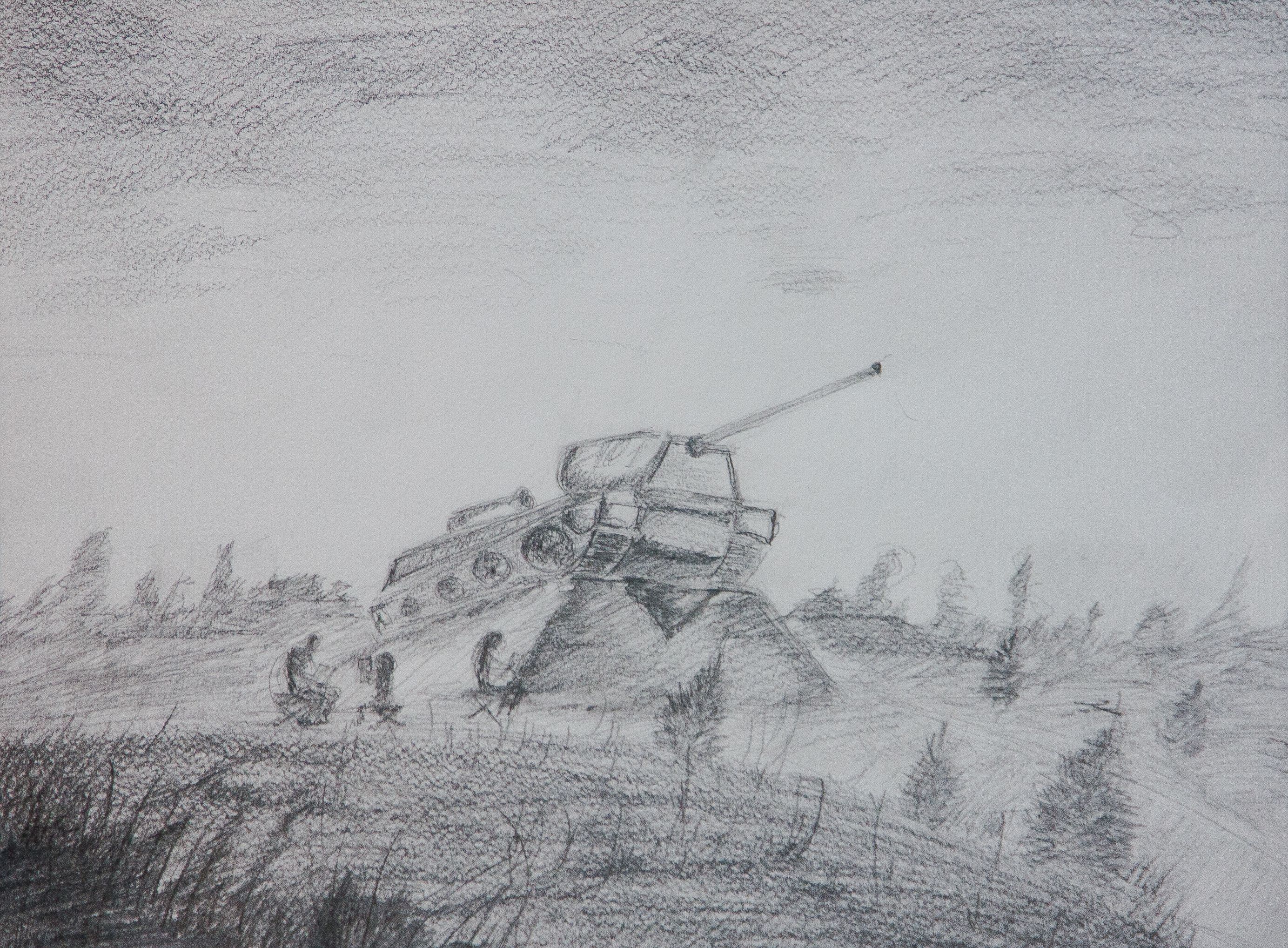 "Танк на невском пятаче", Дубовик Олеся (11 лет), преп. М. Г. Тимашева