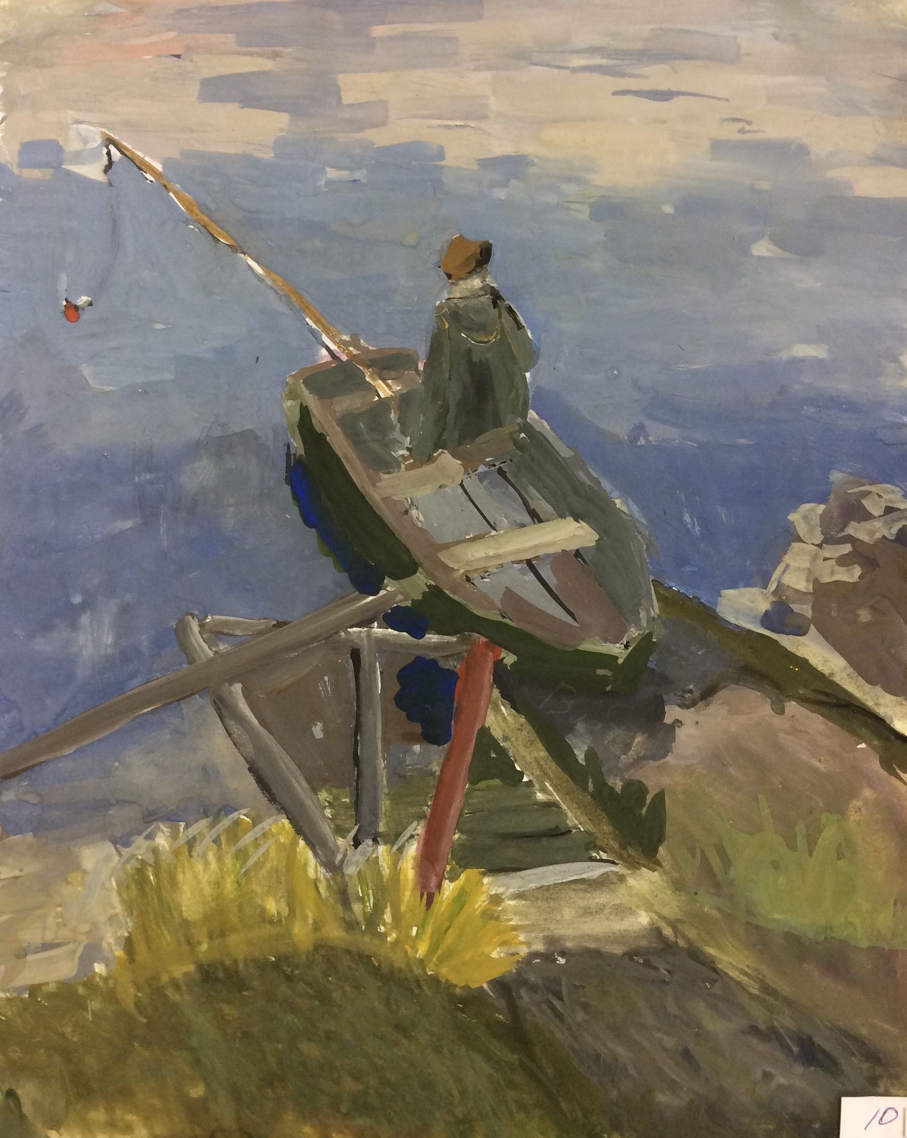 «Рыбак»,Лисенков Женя (13 лет), гуашь, преп. В. А. Саржин