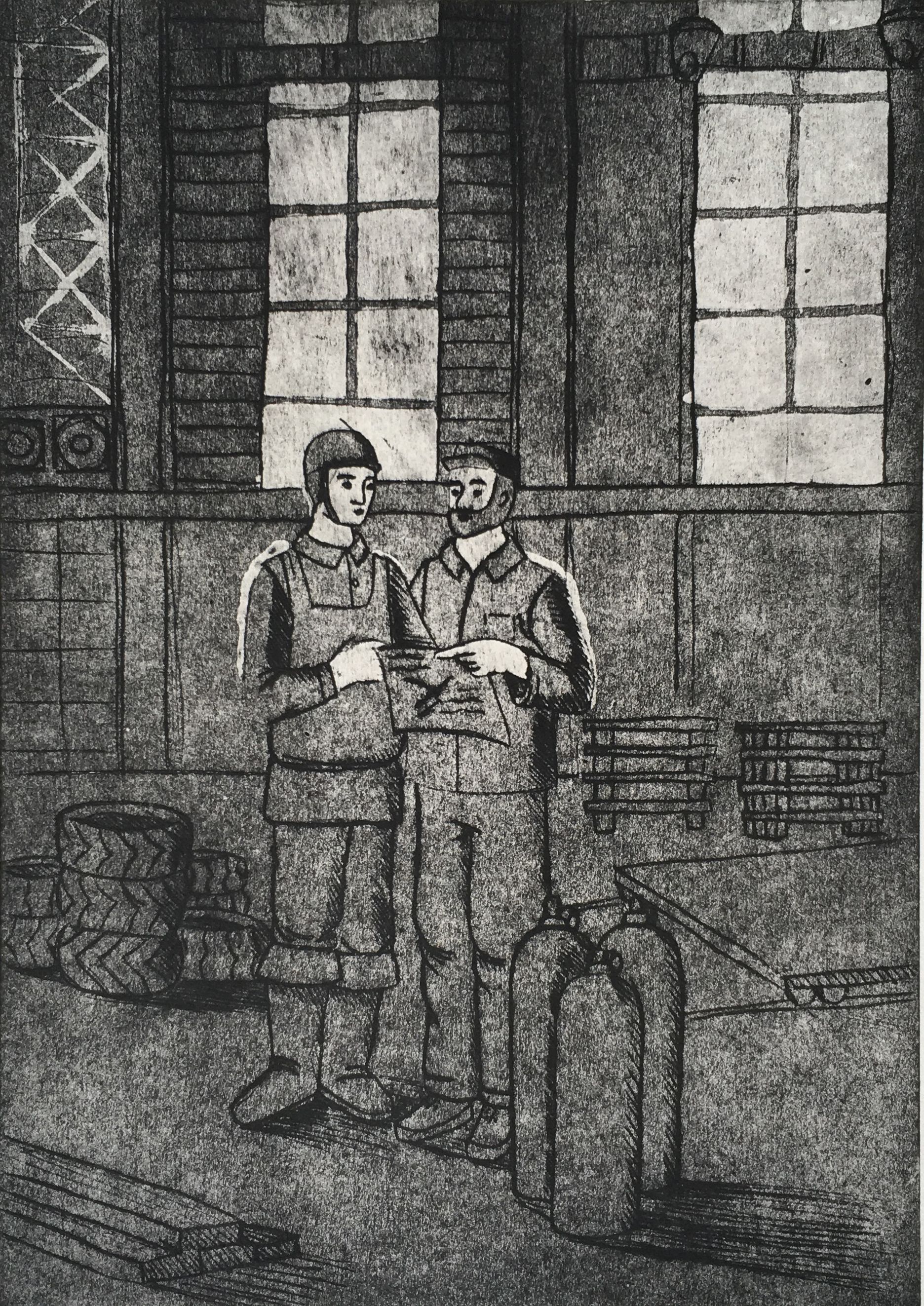 Прачук Алиса. 14 лет. «Диалог», гравюра на картоне. Преподаватель [В. В. Воронова](/teacher/vv-voronova)