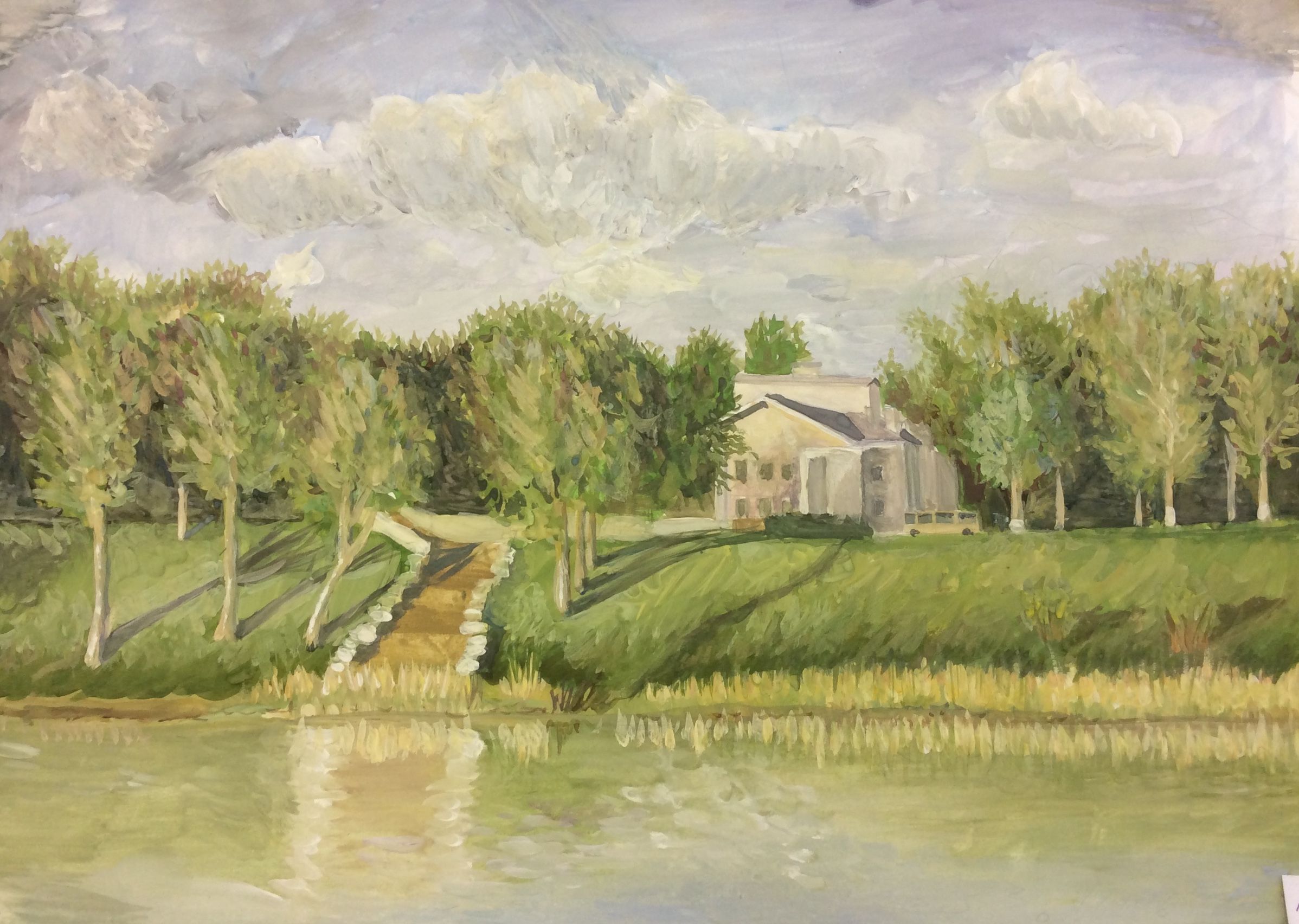 «Дом культуры. Город Кировск», Малахова Екатерина (14 лет), гуашь, преп. В. А. Саржин
